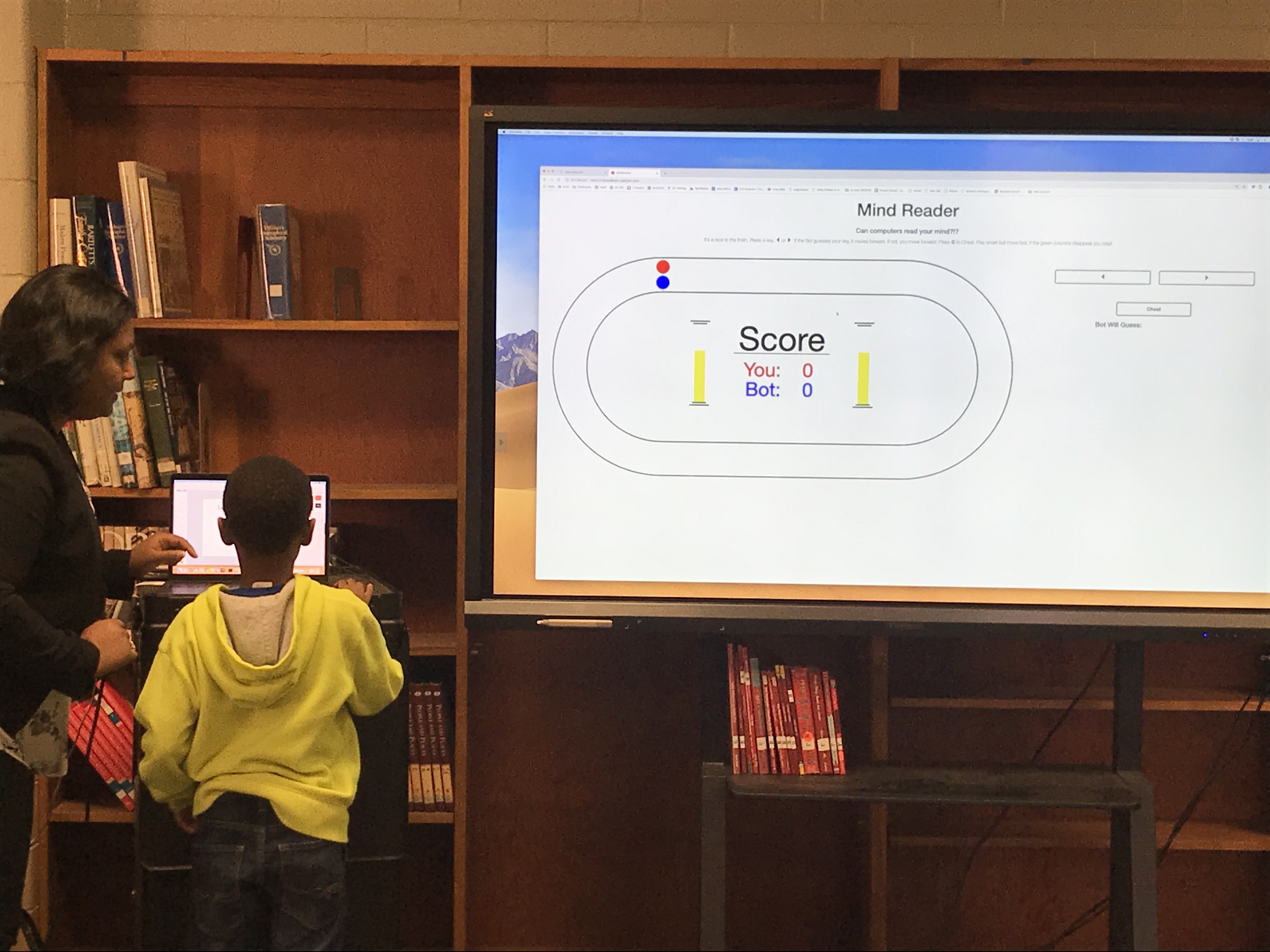 Student playing the MindReader game